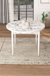 Hanah Home Tor Mesa de Comedor Mármol Blanco y Blanco